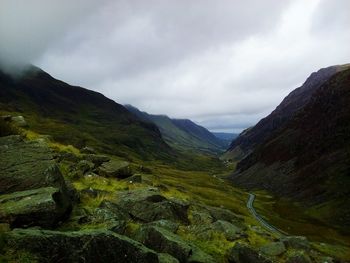 Scenic view of mountains against sky