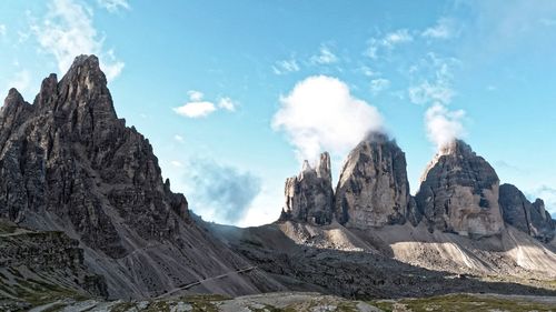 Panoramic view of rocky mountains against sky