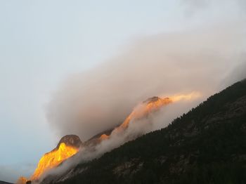 Scenic view of volcanic mountain against sky