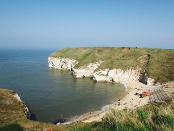 Scenic view of sea against clear sky