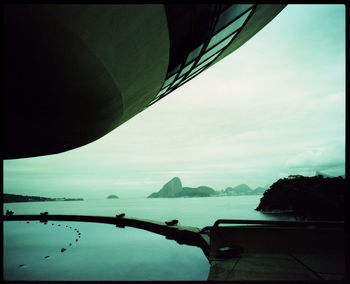 Scenic view of sea seen through window