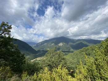 Scenic view of mountains against sky