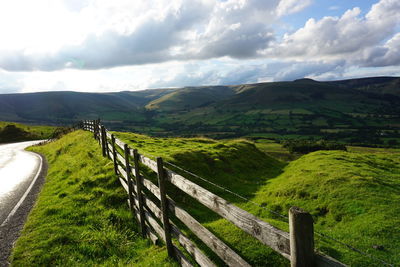 Scenic view of idyllic british countryside landscape against sky