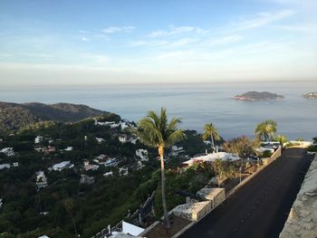 High angle view of sea against sky