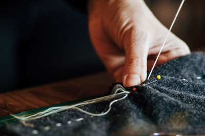 Close-up of hands working