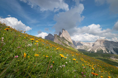 Scenic view of mountains against sky