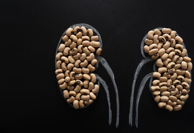 Directly above shot of eggs against black background