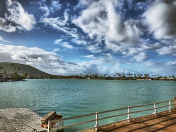 Scenic view of lake against sky