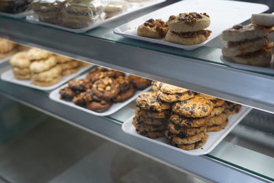 High angle view of dessert in tray