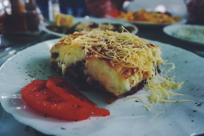 Close-up of meal served in plate