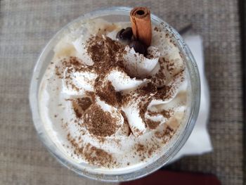 High angle view of coffee on table