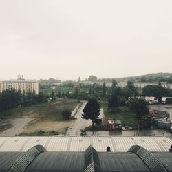 Buildings against clear sky