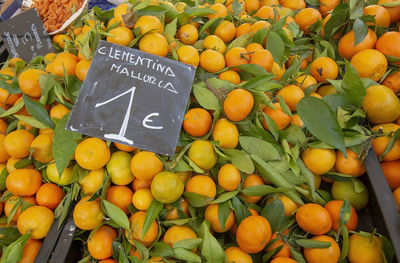 Various fruits for sale at market stall