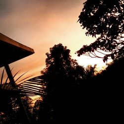 Low angle view of silhouette trees against sky