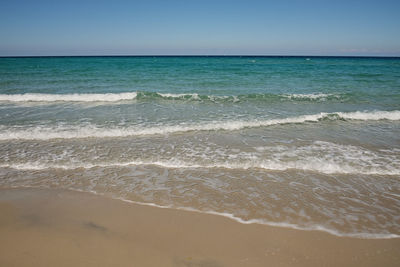 Scenic view of sea against clear sky
