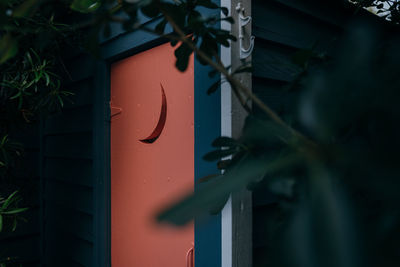 Close-up of text on door