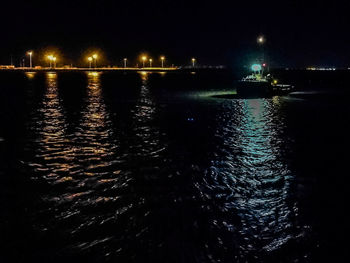 Scenic view of river against sky at night