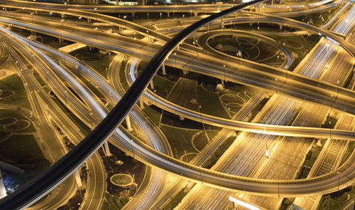 High angle view of traffic on road in city