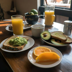 High angle view of food on table