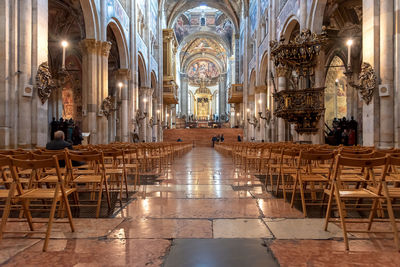 Interior of illuminated building