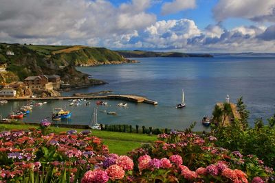 Scenic view of sea against cloudy sky