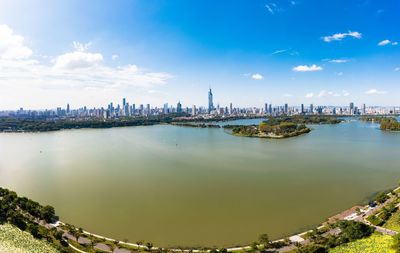 Scenic view of lake against sky