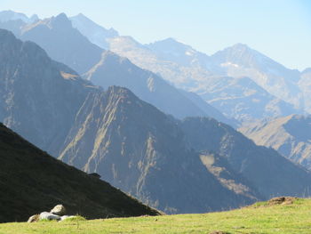 Scenic view of mountains against sky