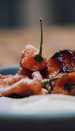 Close-up of dessert in plate on table