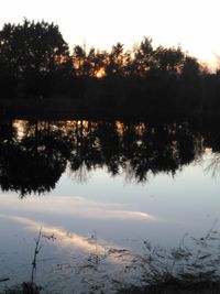 Scenic view of lake at sunset