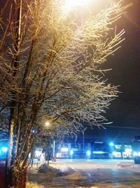 Illuminated street light at night