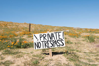 Information sign on landscape