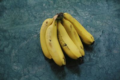 High angle view of yellow fruit on table