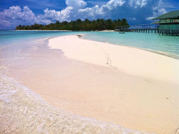 Scenic view of beach against sky