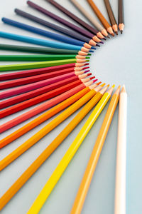 Close-up of multi colored pencils