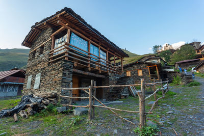 Low angle view of old building against sky