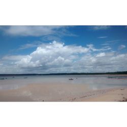 Scenic view of sea against cloudy sky