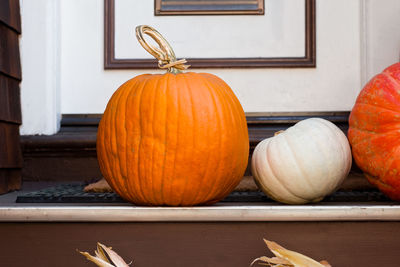 Close-up of pumpkins on table