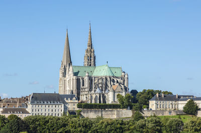 Cathedral against clear blue sky