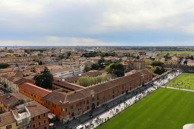 High angle view of townscape against sky