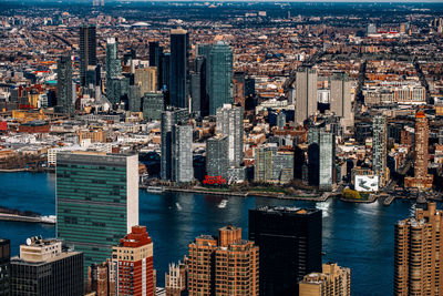 High angle view of buildings in city