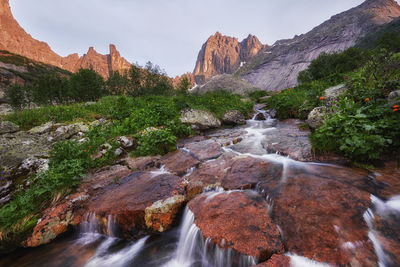 Scenic view of waterfall