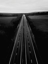 High angle view of roads against sky