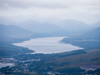 Aerial view of a mountain range