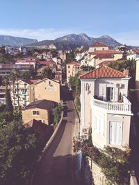 High angle view of townscape against sky