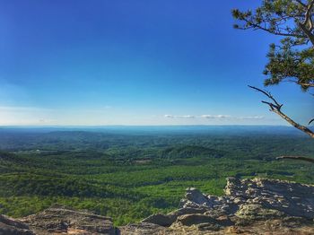 Scenic view of landscape against clear blue sky