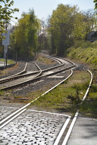 Railroad track on road