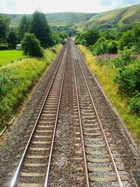 Railroad track on country road