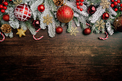 Christmas decorations on table