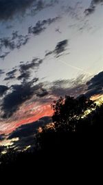 Silhouette trees against sky at sunset