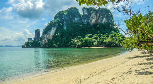 Scenic view of beach against sky